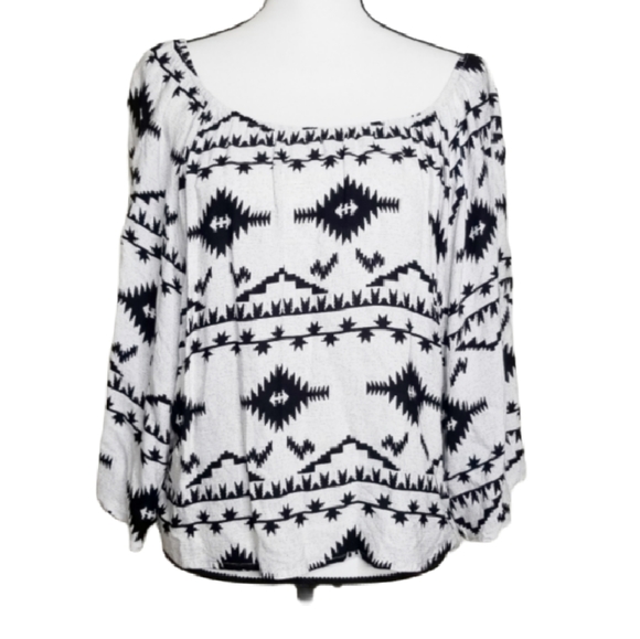 BB Dakota Tops - BB DAKOTA OFF SHOULDER AZTEC PRINT BLOUSE